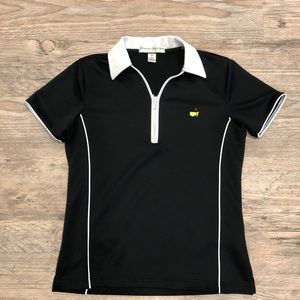 Ladies Masters Collection Medium Zip Up Short Sleeve Top Black White Augusta